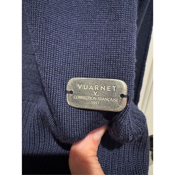 NWT VURNET 100% Wool JEAN VUARNET Dark Navy V-NECK JUMPER Crewneck Sweater M - Picture 9 of 16